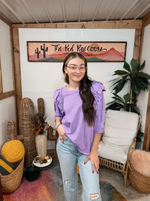 Lavender Flutter Sleeve Pullover