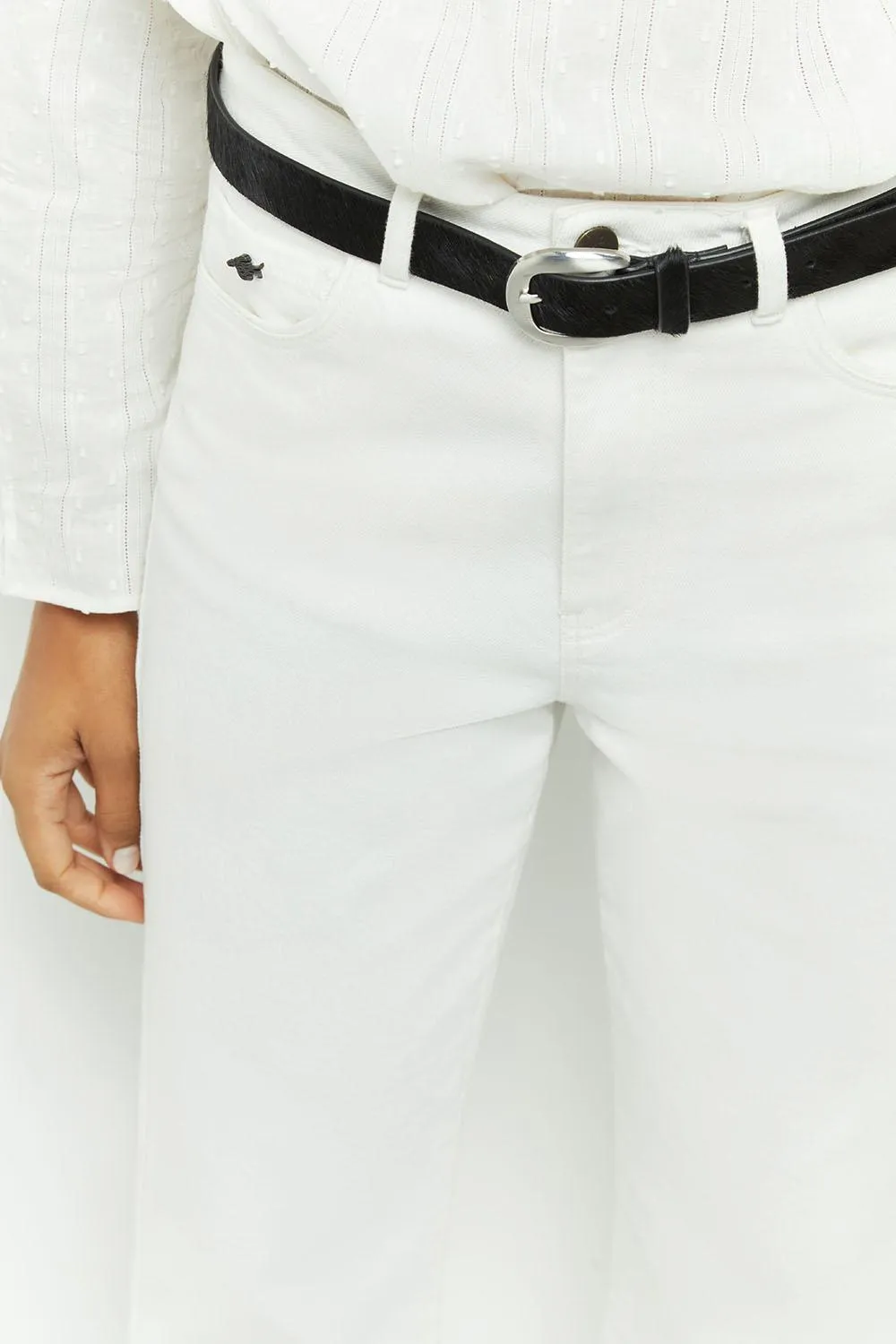 LE KARLIE - Jean bootcut blanc 7/8ème