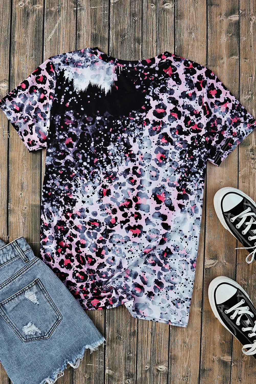 Leopard Dyed Bleached Blank Tee