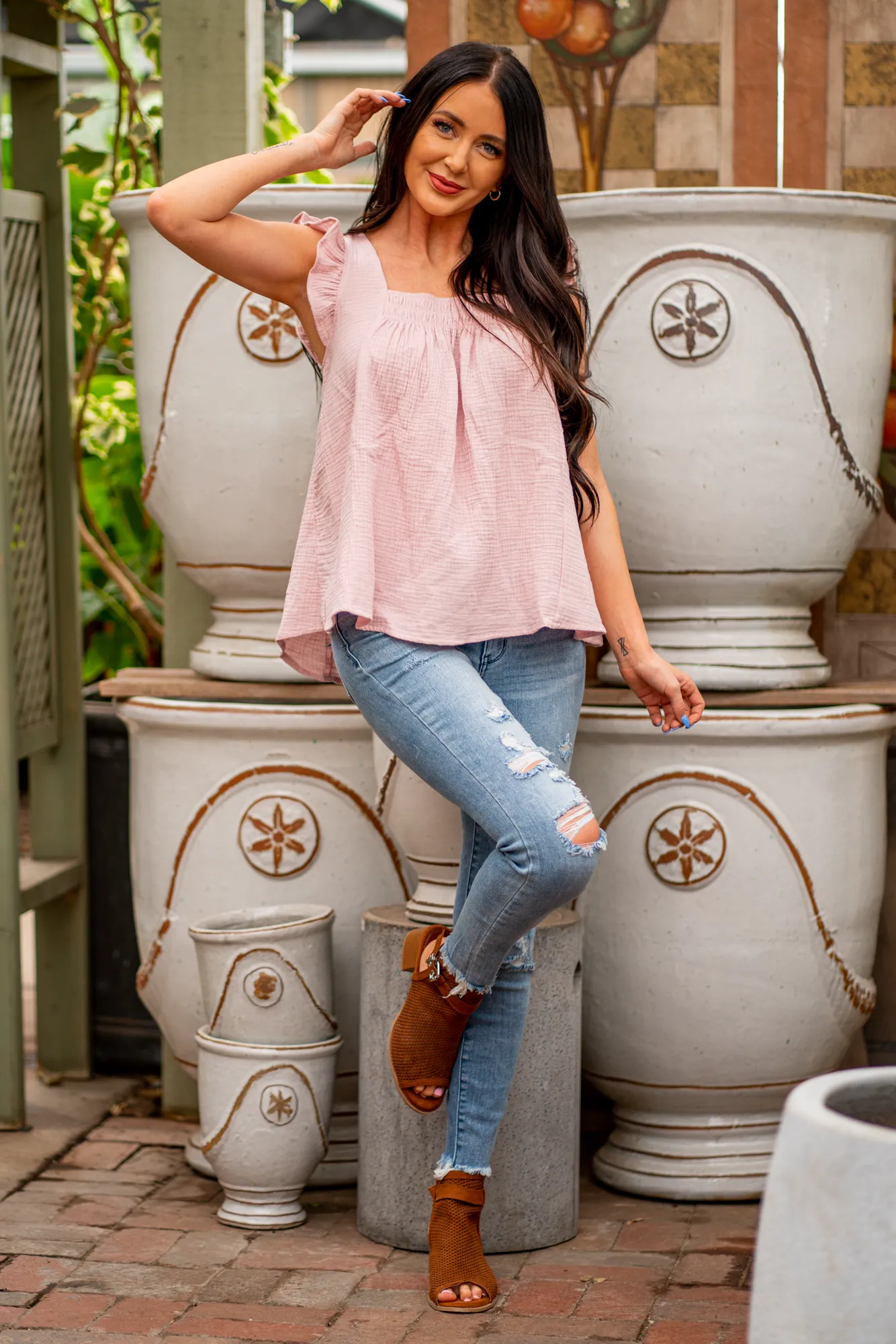 Lianne Cotton Gauze Smock Top