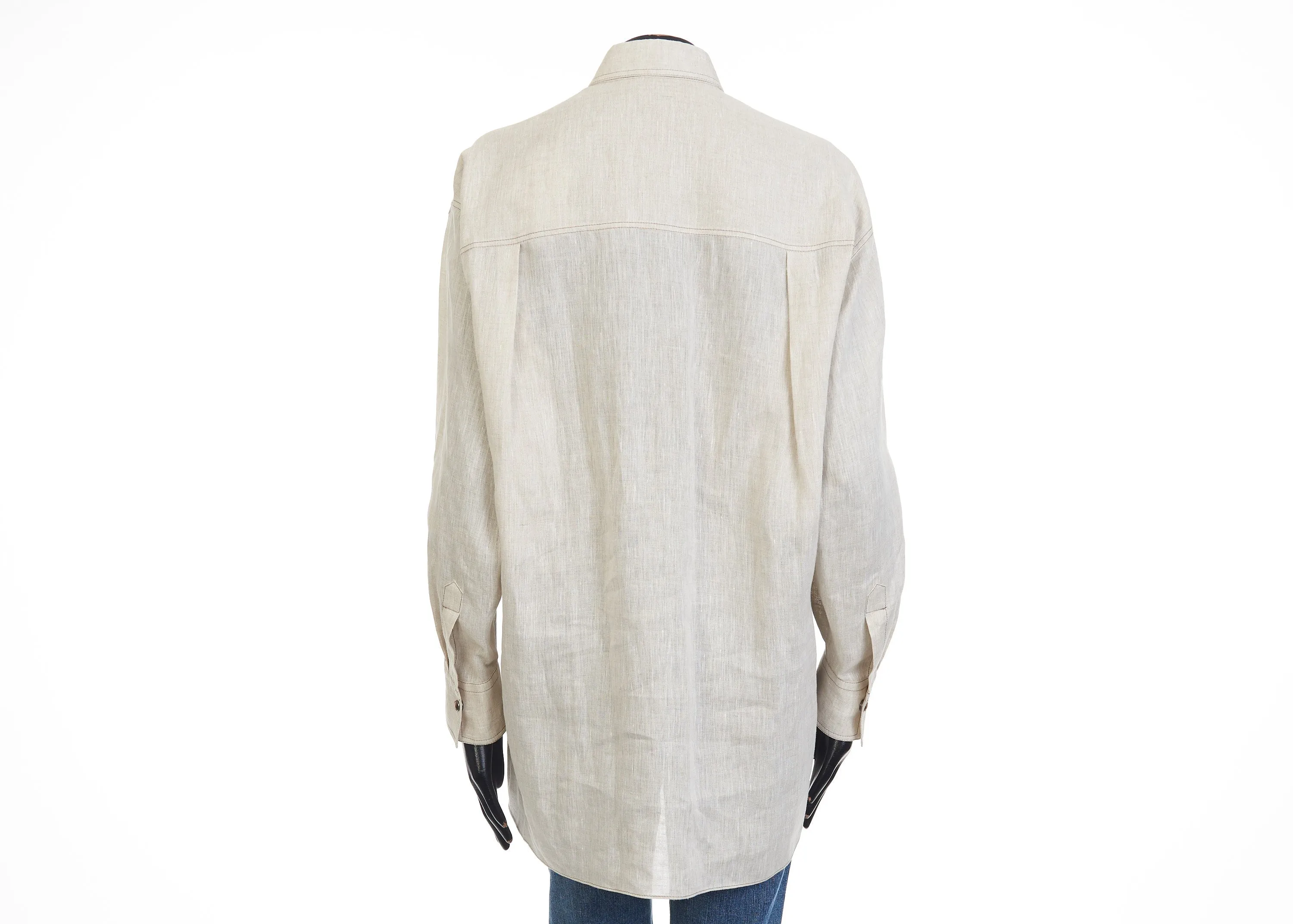 Lightweight Linen Shirt With Snap Buttons & Shiny Tab