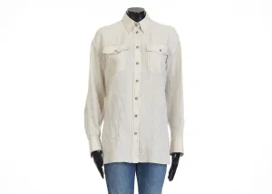 Lightweight Linen Shirt With Snap Buttons & Shiny Tab