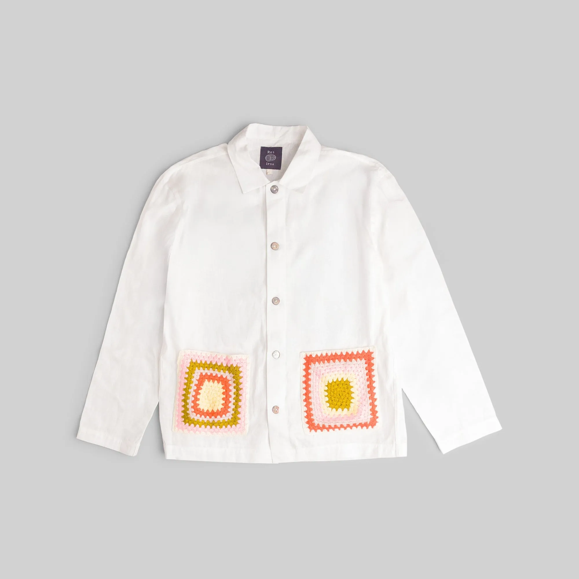 Linen Workshirt With Crochet Pockets