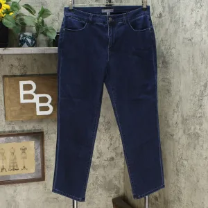 Lisa Rinna Collection Women's Boot Cut Angled Hem Jeans Dark Wash 12
