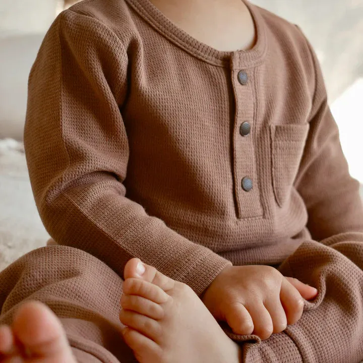 Lovedbaby - Thermal Henley & Jogger Set - Kids - Cocoa