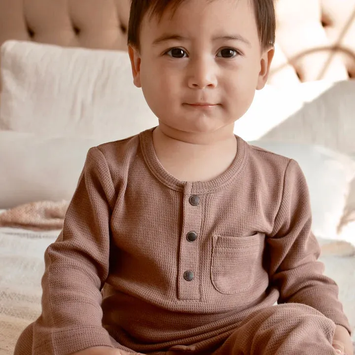 Lovedbaby - Thermal Henley & Jogger Set - Kids - Cocoa