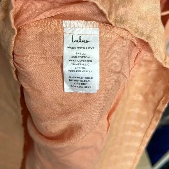 Lulus NWT Spring Equinox Peachy Plaid Backless Tiered Mini Dress Large