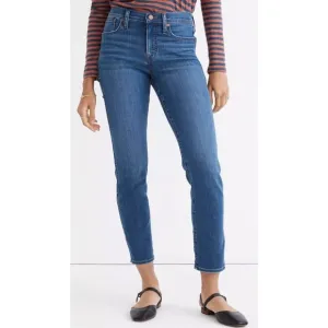 Madewell Mid Rise Stovepipe Slim Straight Leg Jeans in Dahil Wash