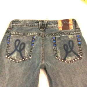 Marlow Original Jeans Straight Leg Distressed Frayed AMAZING DETAILS Blue Jeans