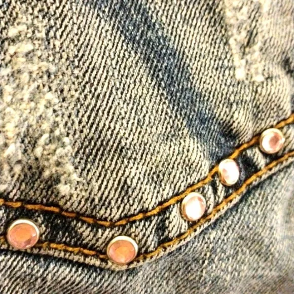 Marlow Original Jeans Straight Leg Distressed Frayed AMAZING DETAILS Blue Jeans
