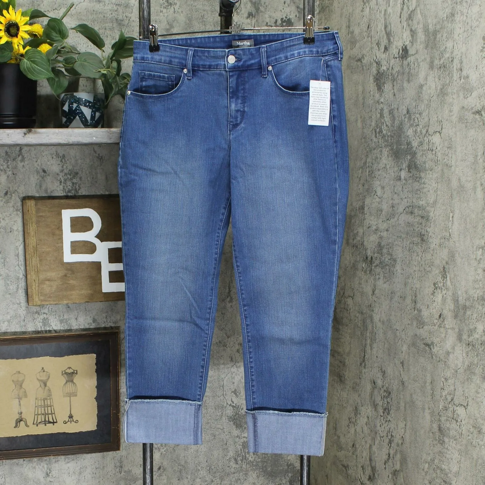 Martha Stewart Petite 5-Pocket Cuffed Girlfriend Ankle Jeans