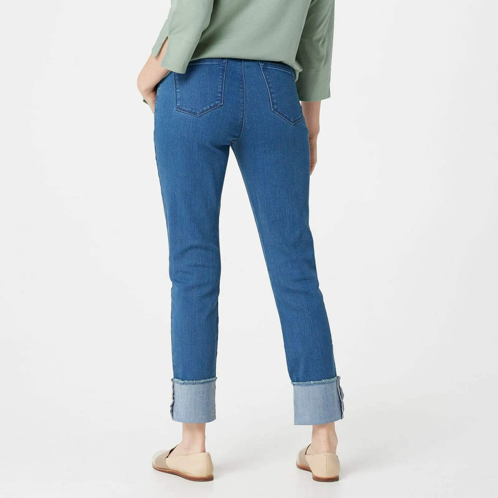 Martha Stewart Petite 5-Pocket Cuffed Girlfriend Ankle Jeans