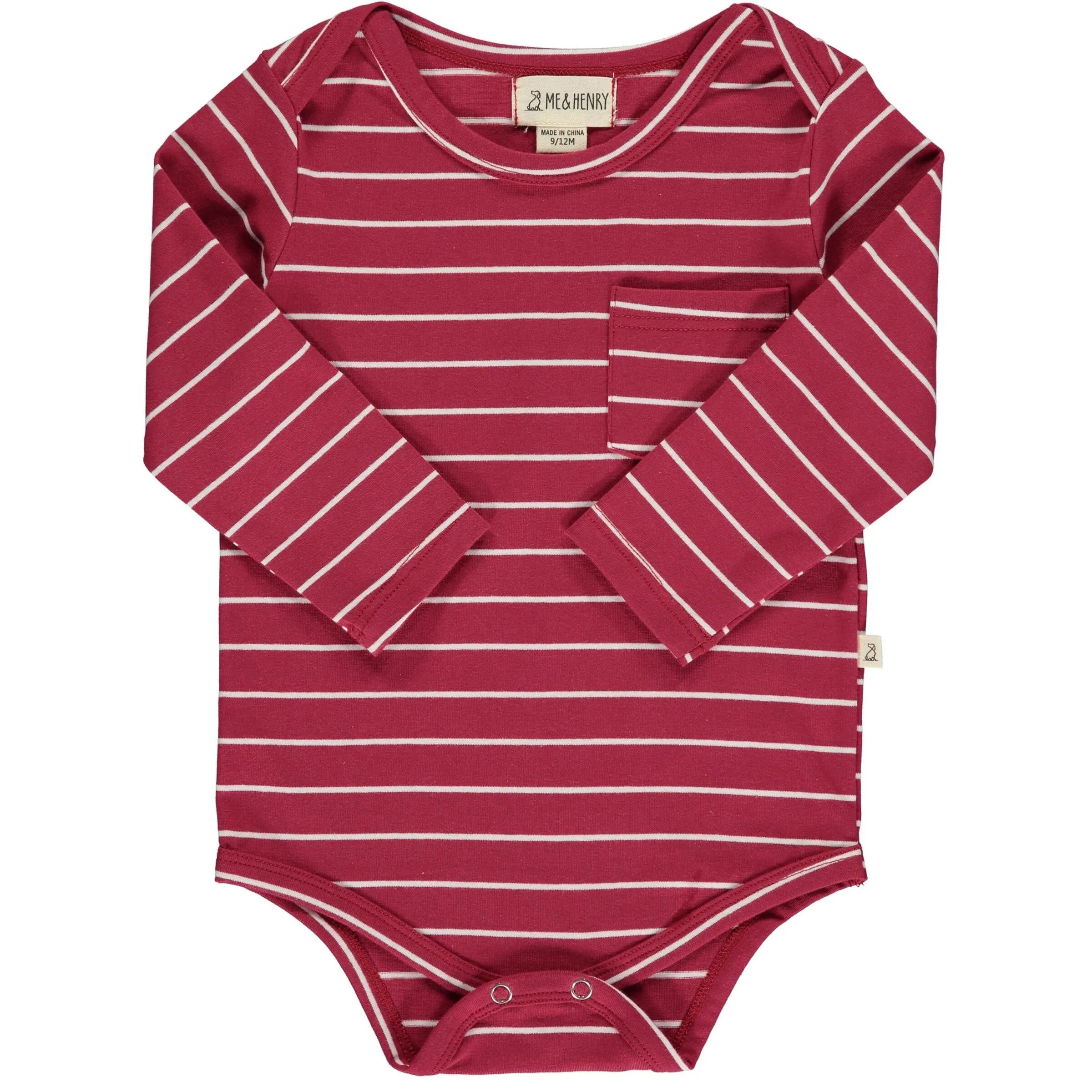 Me & Henry Burgundy Wide Stripes Tellico Onesie