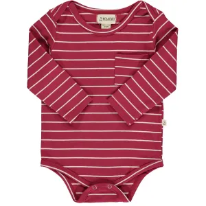 Me & Henry Burgundy Wide Stripes Tellico Onesie