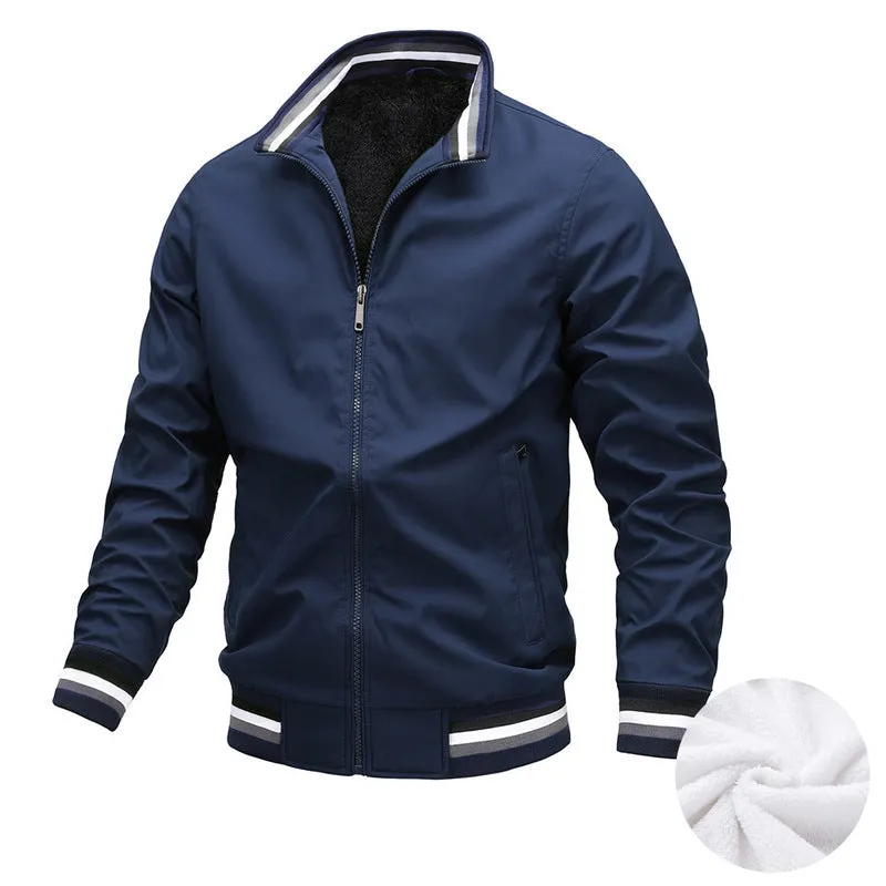 Men Bomber Jackets Plus Velvet Full Zip Coat