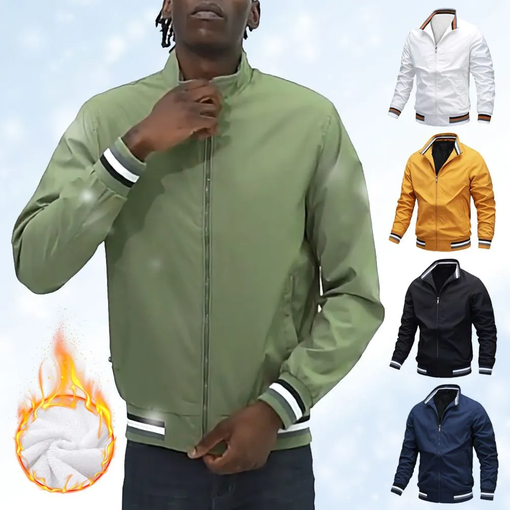 Men Bomber Jackets Plus Velvet Full Zip Coat