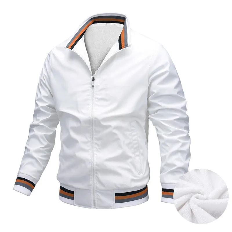 Men Bomber Jackets Plus Velvet Full Zip Coat