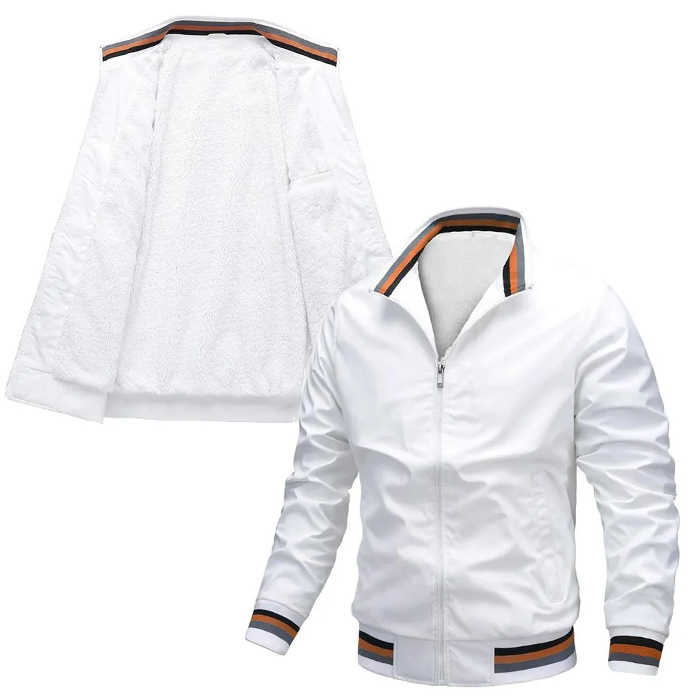 Men Bomber Jackets Plus Velvet Full Zip Coat