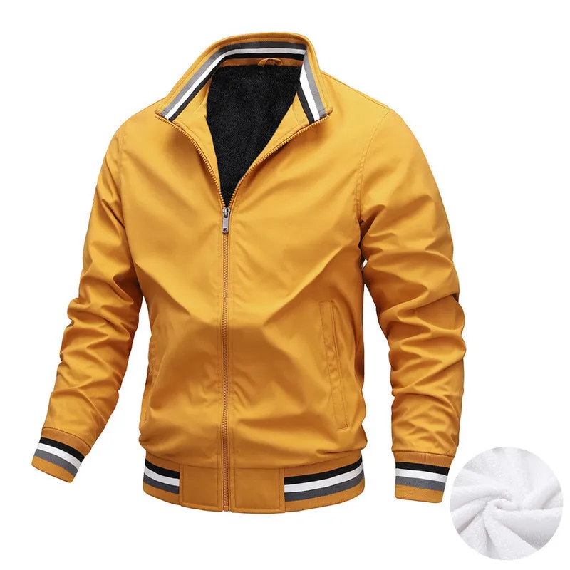 Men Bomber Jackets Plus Velvet Full Zip Coat