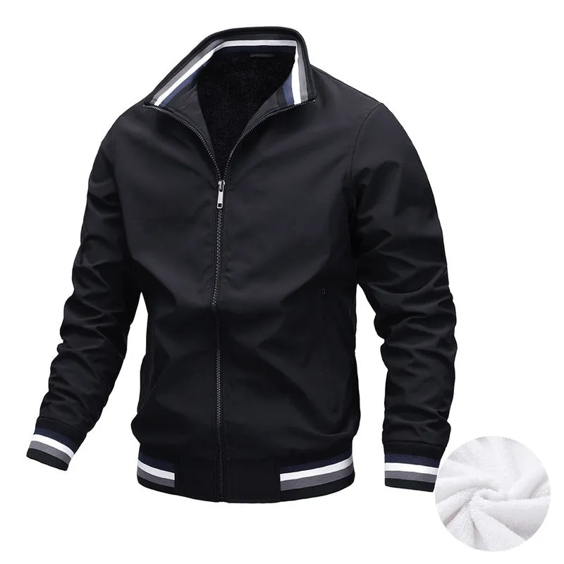 Men Bomber Jackets Plus Velvet Full Zip Coat