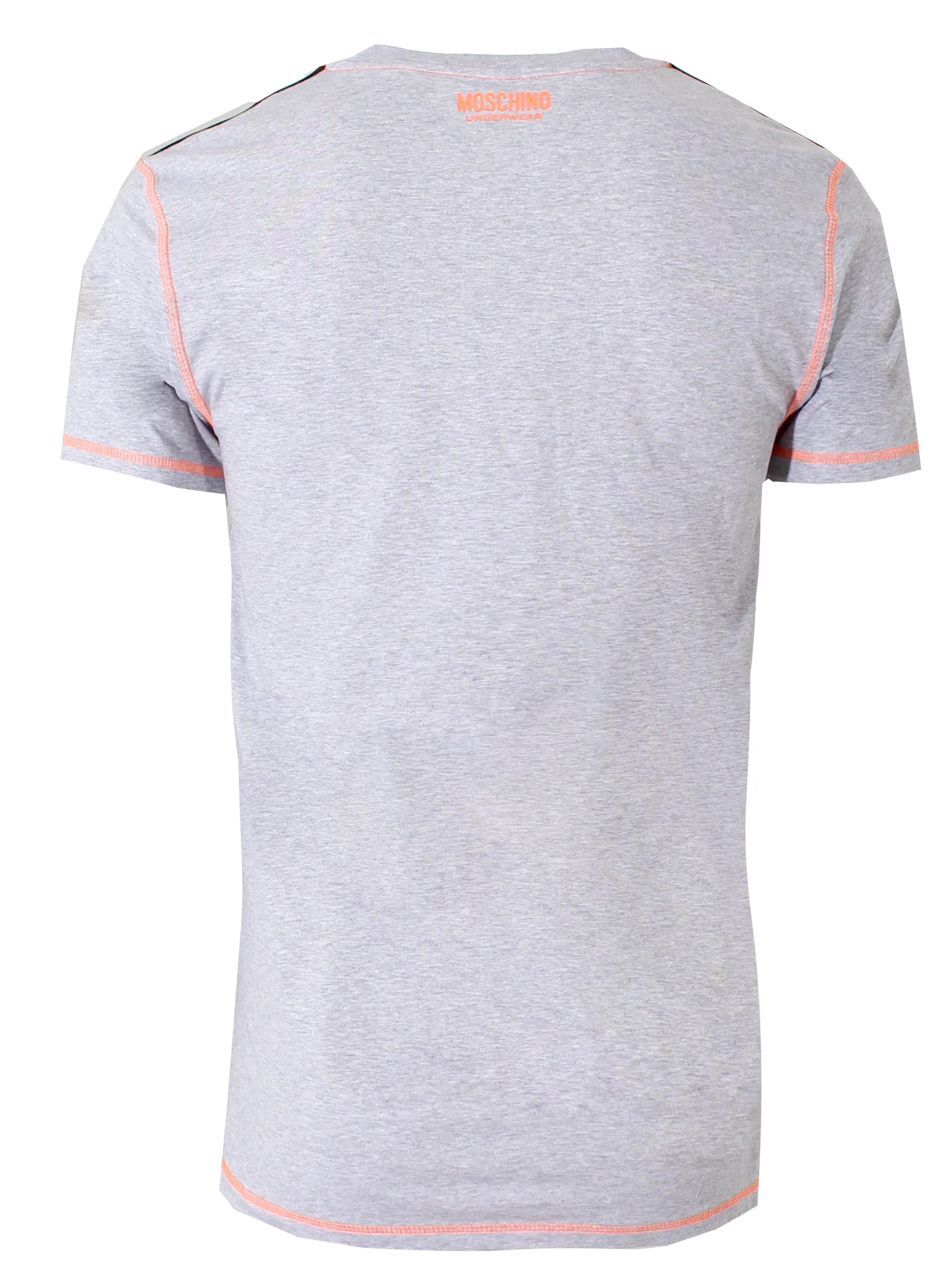 Men's Short Sleeve Moschino with Orange Side Stripe Tee Shirt-Grey