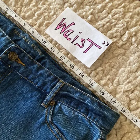 Michael Kors Blue Wash Women’s Size 12P Bootcut Straight Leg Gold Studded Jeans