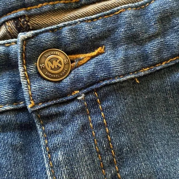 Michael Kors Blue Wash Women’s Size 12P Bootcut Straight Leg Gold Studded Jeans