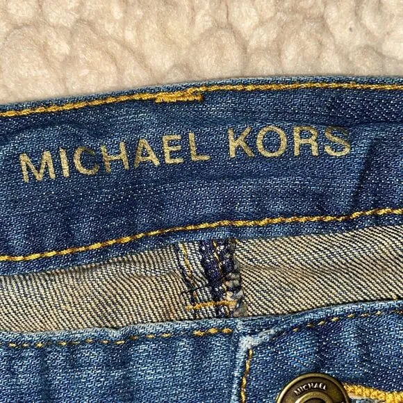 Michael Kors Blue Wash Women’s Size 12P Bootcut Straight Leg Gold Studded Jeans