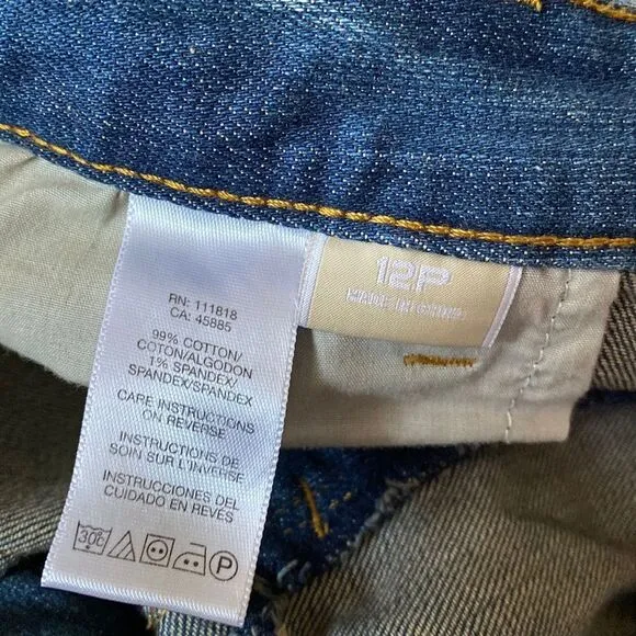 Michael Kors Blue Wash Women’s Size 12P Bootcut Straight Leg Gold Studded Jeans