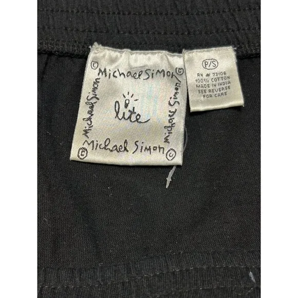 Michael Simon Black Skirt P/S Fruit Embroidery Cotton Elastic Waist Womens