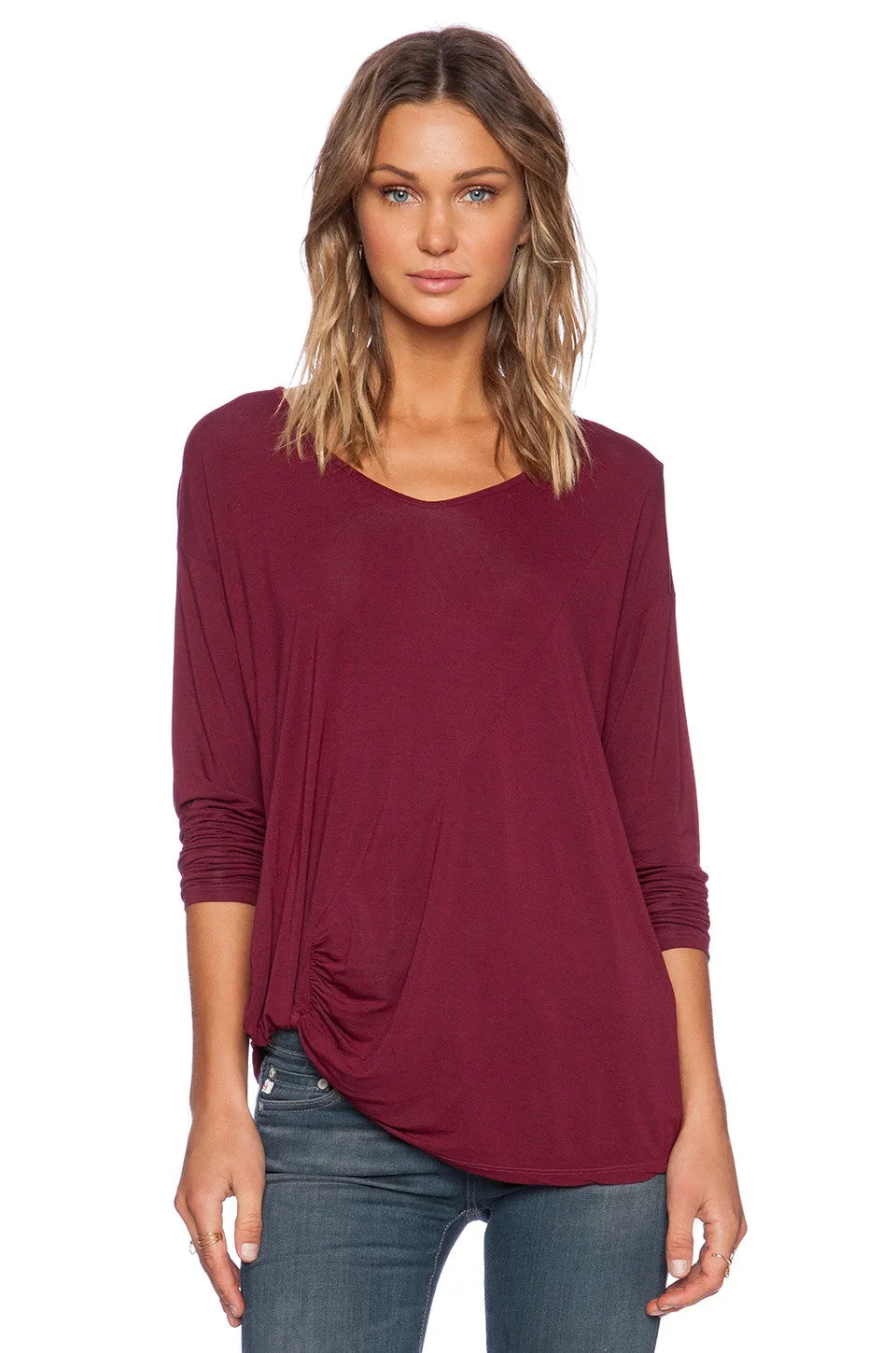 Michael Stars Long Sleeve Crew Neck Hi Low | SALE