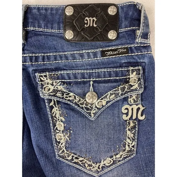 Miss Me Bootcut Jeans Women's Medium Wash Low Rise Blue Size 27