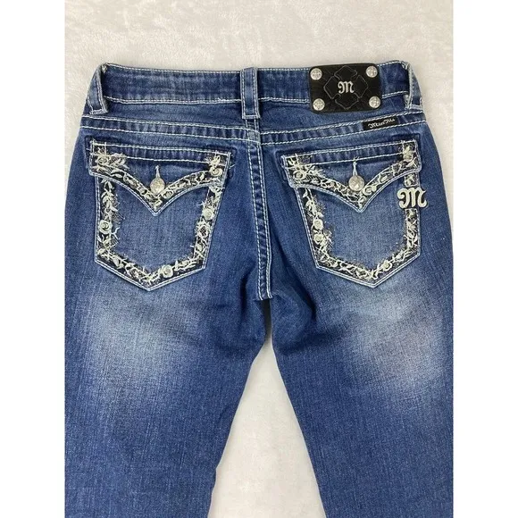 Miss Me Bootcut Jeans Women's Medium Wash Low Rise Blue Size 27