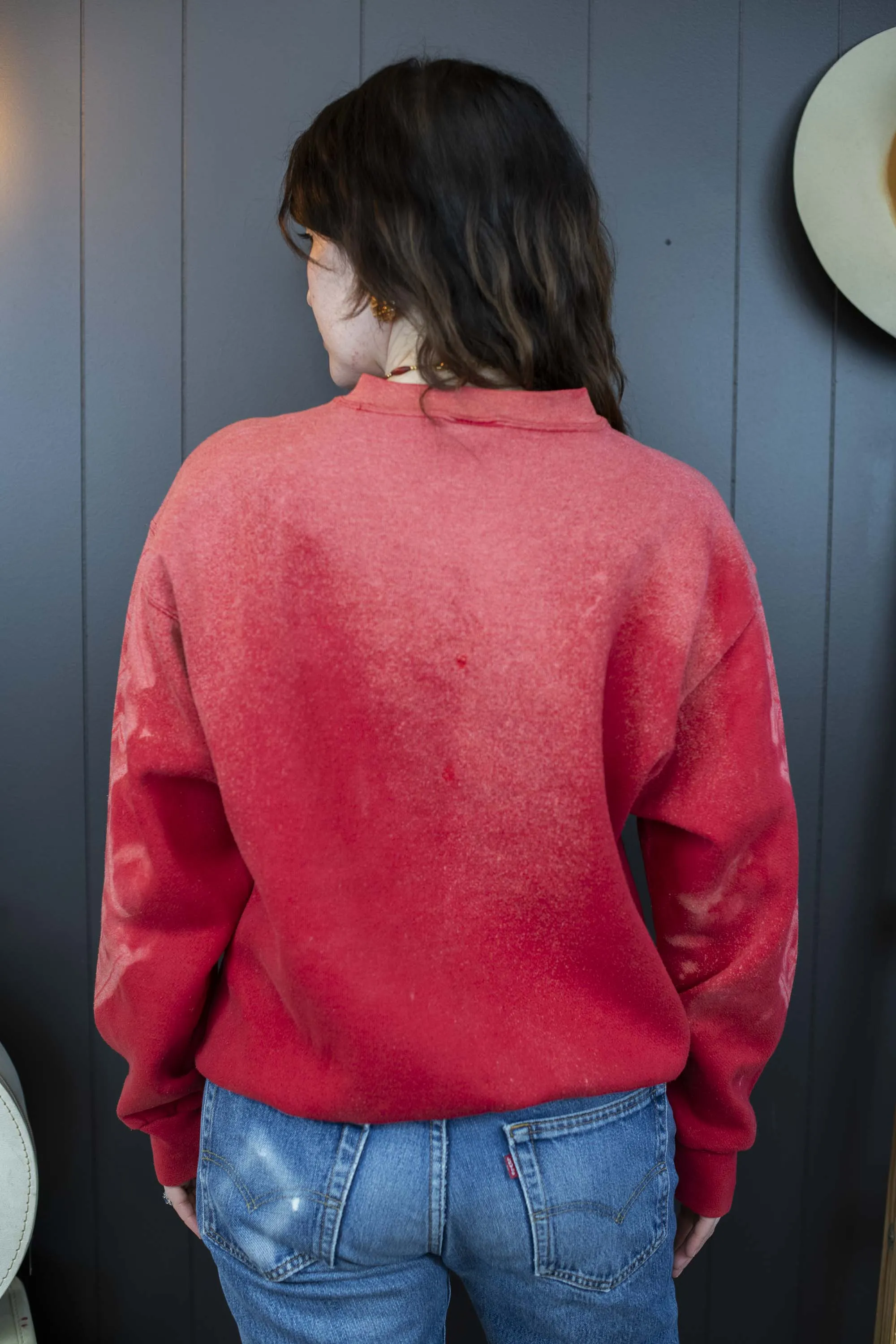 Mode Edit: Red Sweatshirt With Bleached Out Mara Logo - Size L