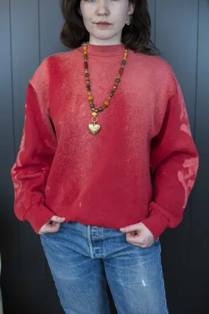 Mode Edit: Red Sweatshirt With Bleached Out Mara Logo - Size L