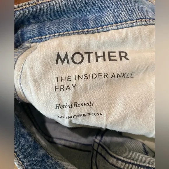 Mother The Insider Ankle Fray In Herbal Remedy Straight Jeans 26 Medium Wash