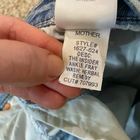 Mother The Insider Ankle Fray In Herbal Remedy Straight Jeans 26 Medium Wash