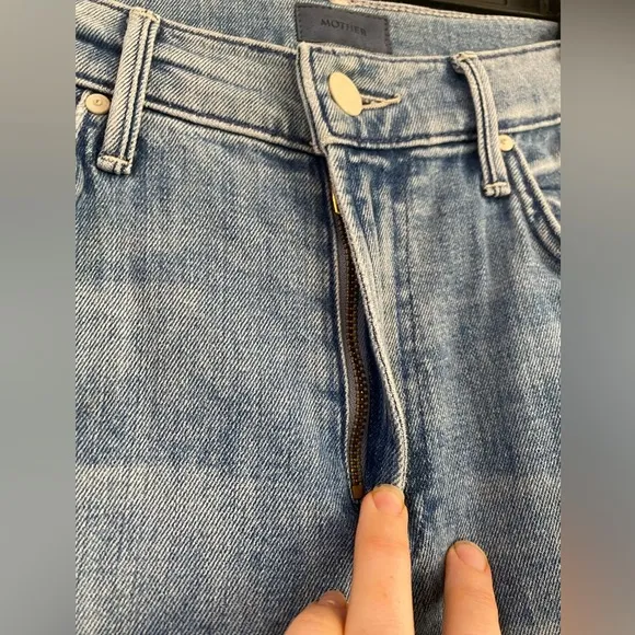 Mother The Insider Ankle Fray In Herbal Remedy Straight Jeans 26 Medium Wash