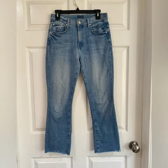 Mother The Insider Ankle Fray In Herbal Remedy Straight Jeans 26 Medium Wash