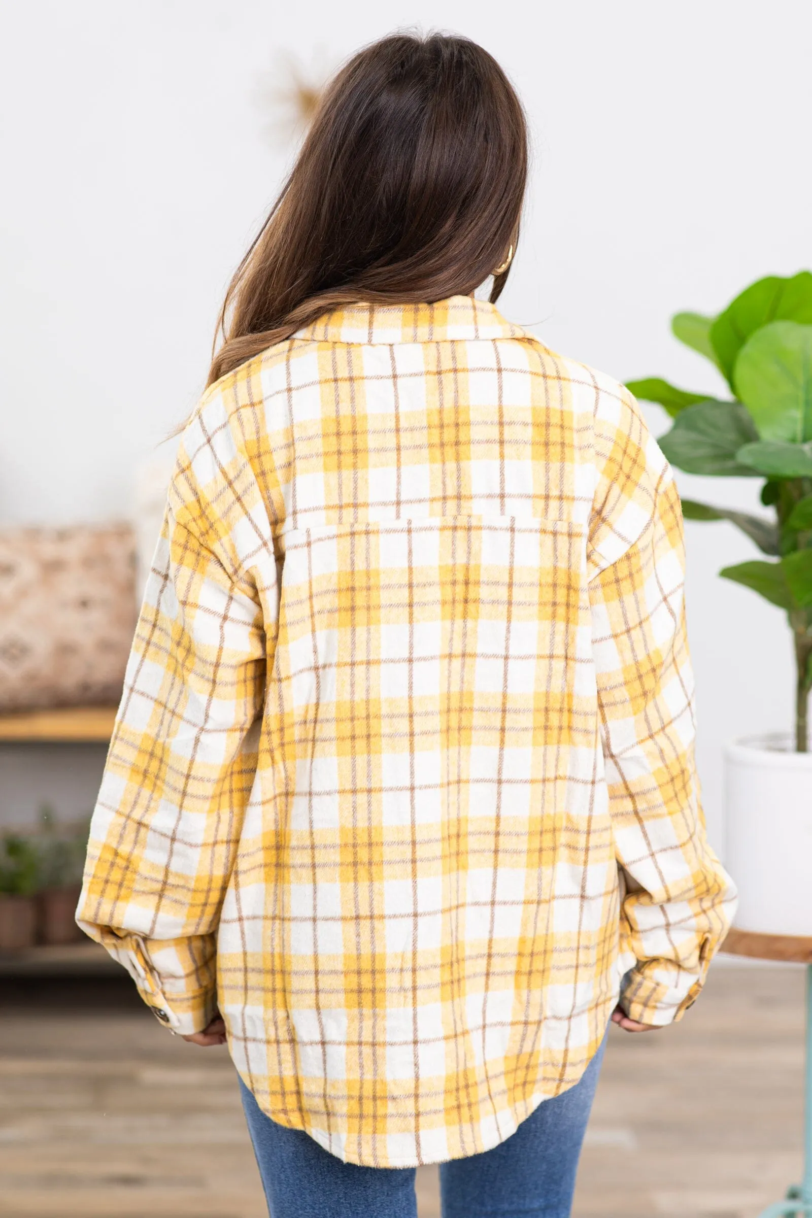 Mustard and Cream Plaid Shacket