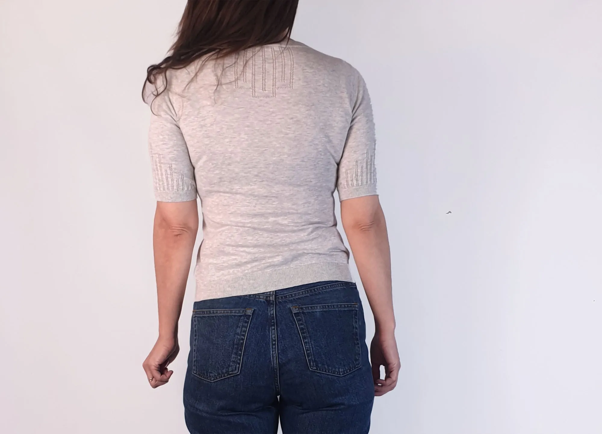 Nancybird grey 100% cotton knit short sleeve top size XS, fits 6 and 8