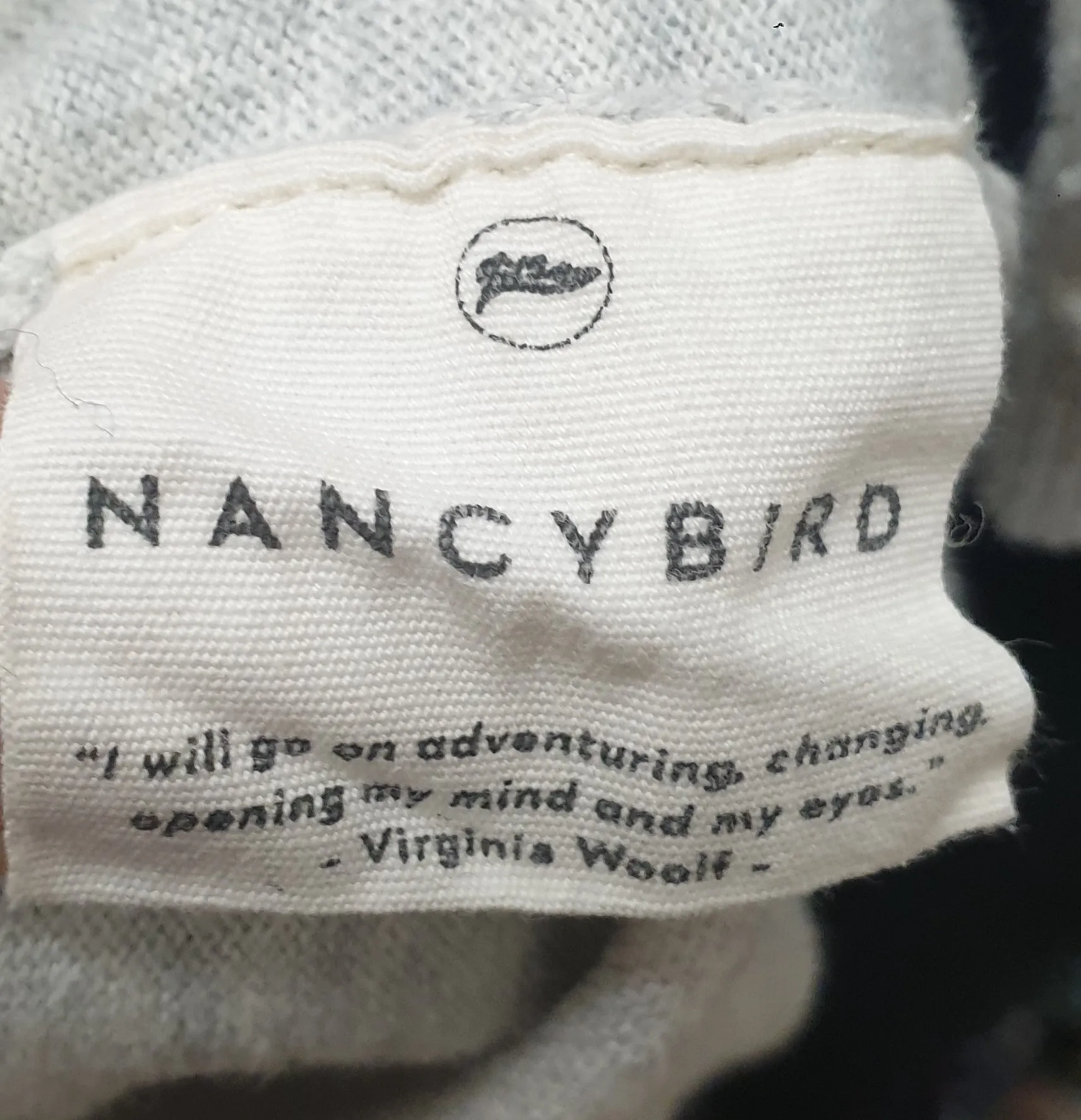 Nancybird grey 100% cotton knit short sleeve top size XS, fits 6 and 8