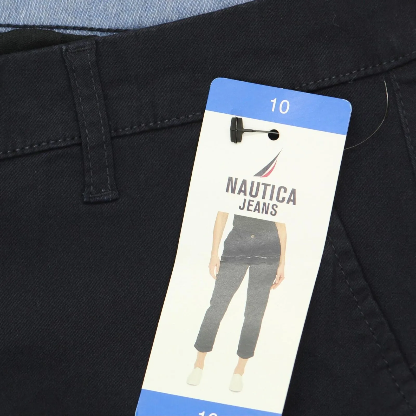 Nautica Jeans Womens Chino Ankle Pants 1784510 Navy Blue 10