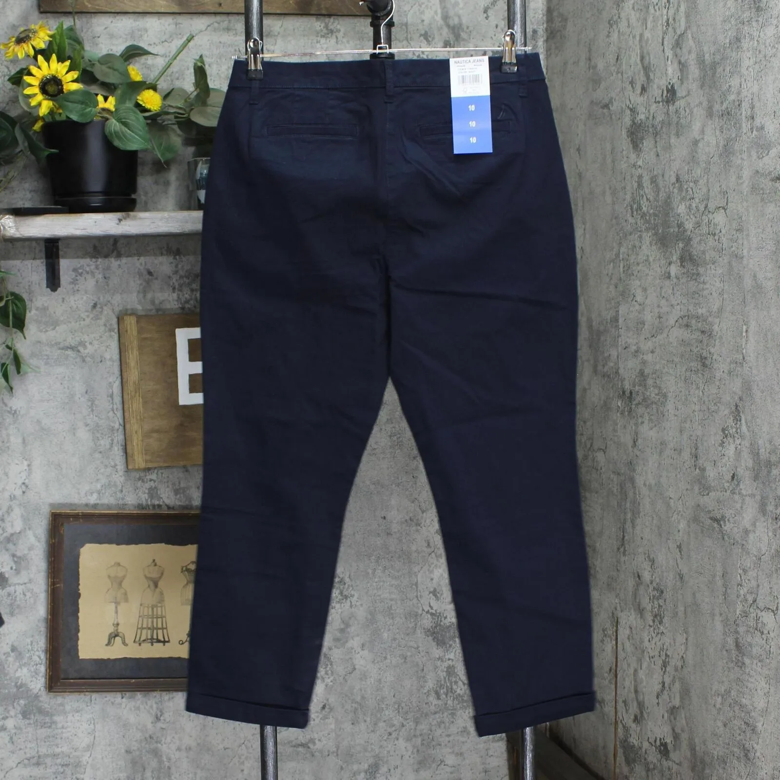 Nautica Jeans Womens Chino Ankle Pants 1784510 Navy Blue 10