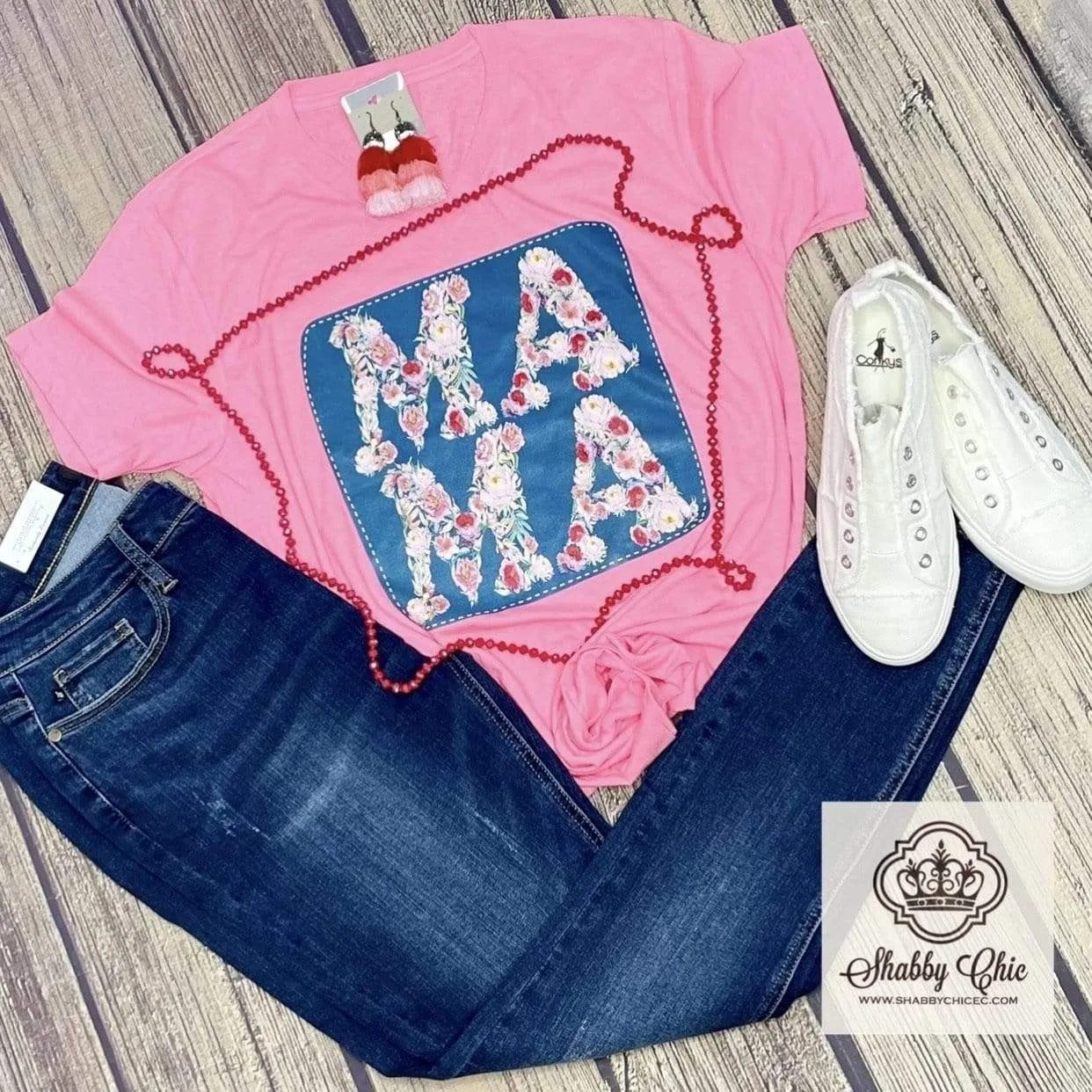 Navy Floral MAMA Tee