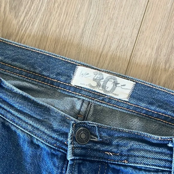 New Free People Maggie Mid Rise Straight Leg Chewed Hem Jeans Size 30