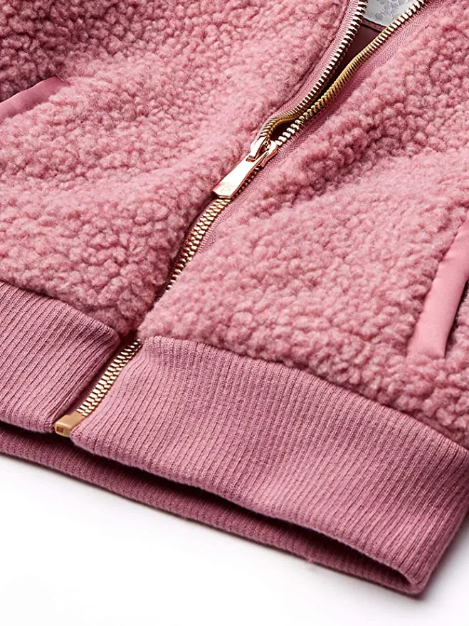 New Nordstrom Kensie - Girl's Outerwear Girls' Little Teddy Bomber Jacket in Rosa, super chic & cute, Sz 5/6!