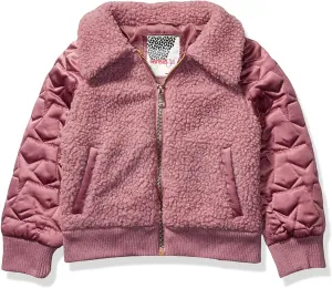 New Nordstrom Kensie - Girl's Outerwear Girls' Little Teddy Bomber Jacket in Rosa, super chic & cute, Sz 5/6!