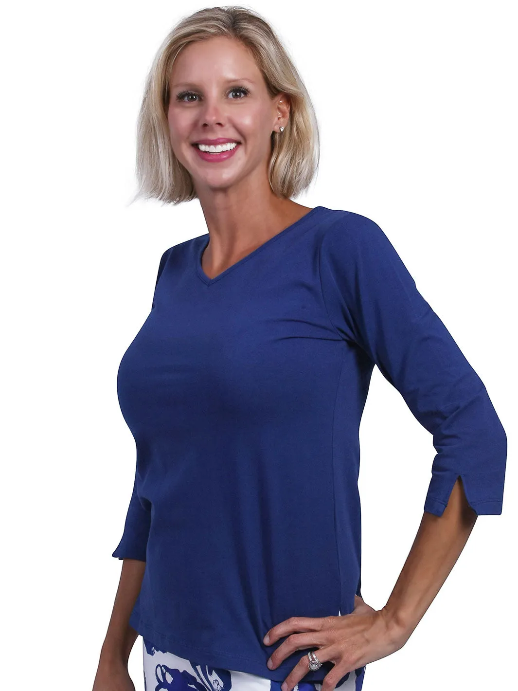 Nicole V-Neck Top Navy