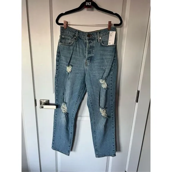 NWT BDG UO High Rise Stretch Slim Straight Leg Distressed Jeans